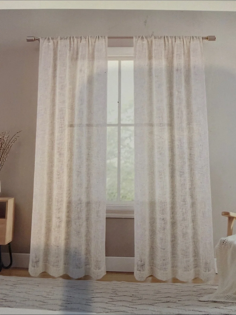 🆕 Laura Ashley Linen Pole Top Curtain Panel Pair